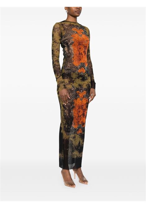 abito lungo mesh printed médaillon donna multicolor JEAN PAUL GAULTIER | 25/03-W-DR023-M006P004115